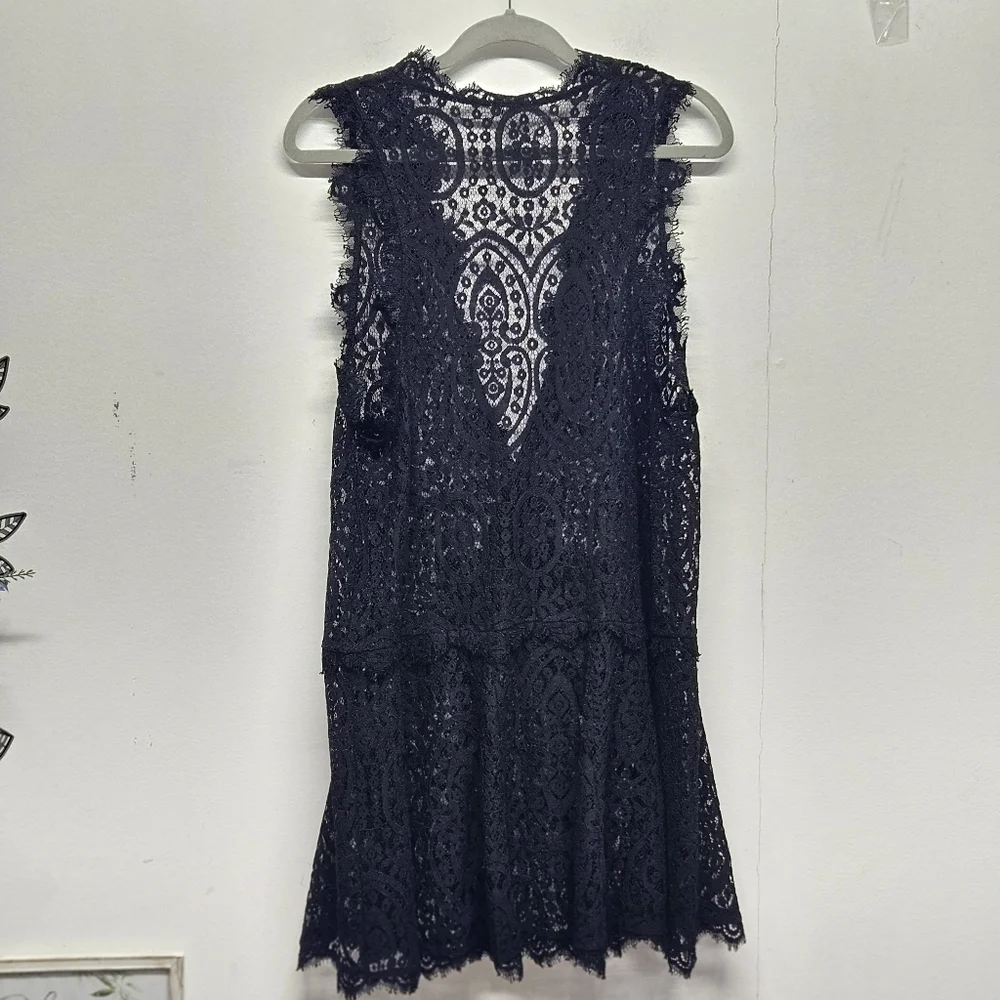 FREE PEOPLE Heart In Two Black Lace V-Neck Sleeveless Dress Size Large
